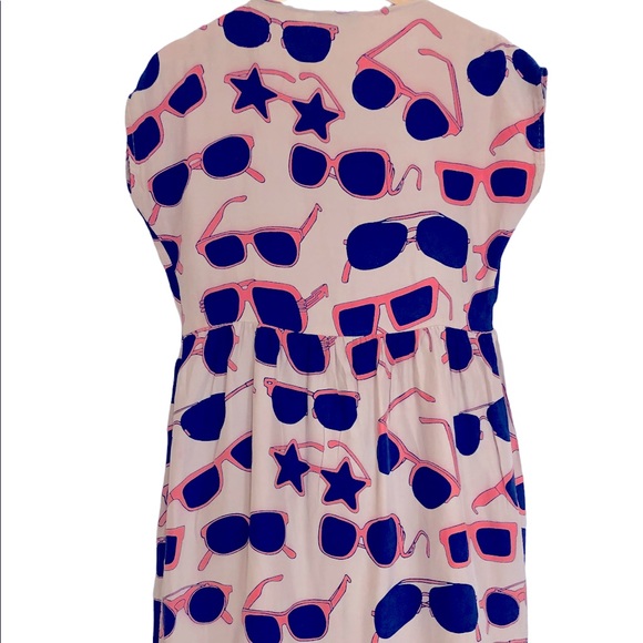 In God We Trust 100% Silk Sleeveless Sunglasses Shift Dress - Picture 4 of 6